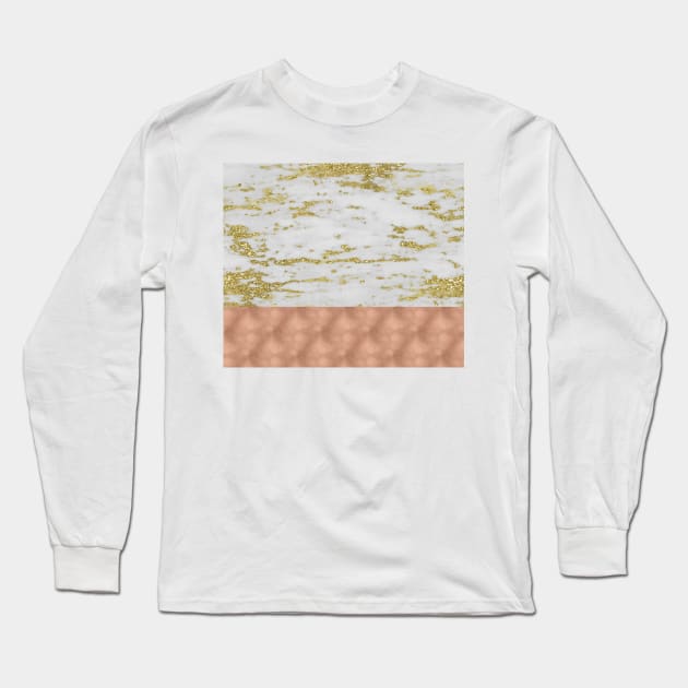 Faraldi gold marble and rose gold foil Long Sleeve T-Shirt by marbleco